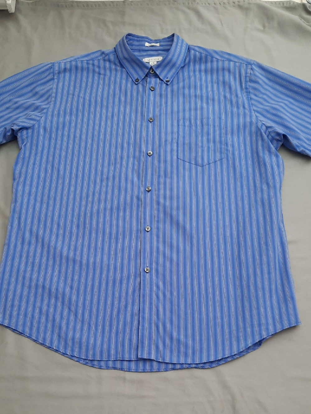 Van Heusen Men’s Blue Vertical Stripe Button-Down Shirt - Size L/G